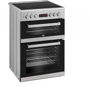 Beko EDC634S 60cm Double Oven Electric Cooker with Ceramic Hob - Silver - Image 2
