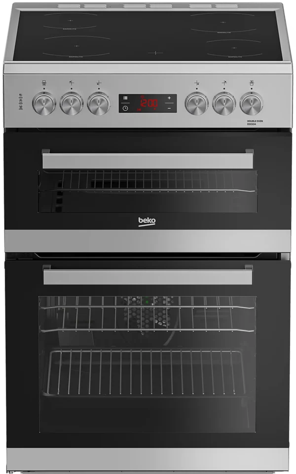 Beko EDC634S 60cm Double Oven Electric Cooker with Ceramic Hob - Silver_main